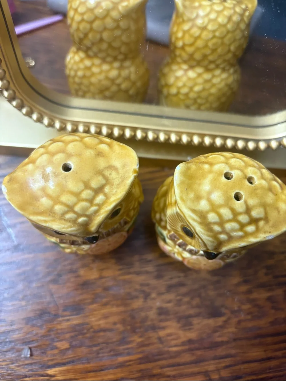 Vintage Florida Owl Salt & Pepper Shakers - Yellow Ceramic